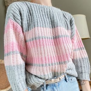 SOLD Vintage 80s Pastel Striped Pullover Sweater